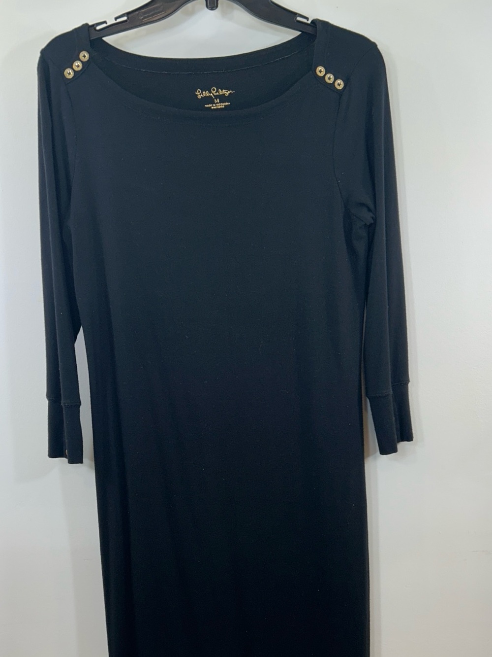 Lilly Pulitzer Black Long Sleeve Dress with Gold Buttons
